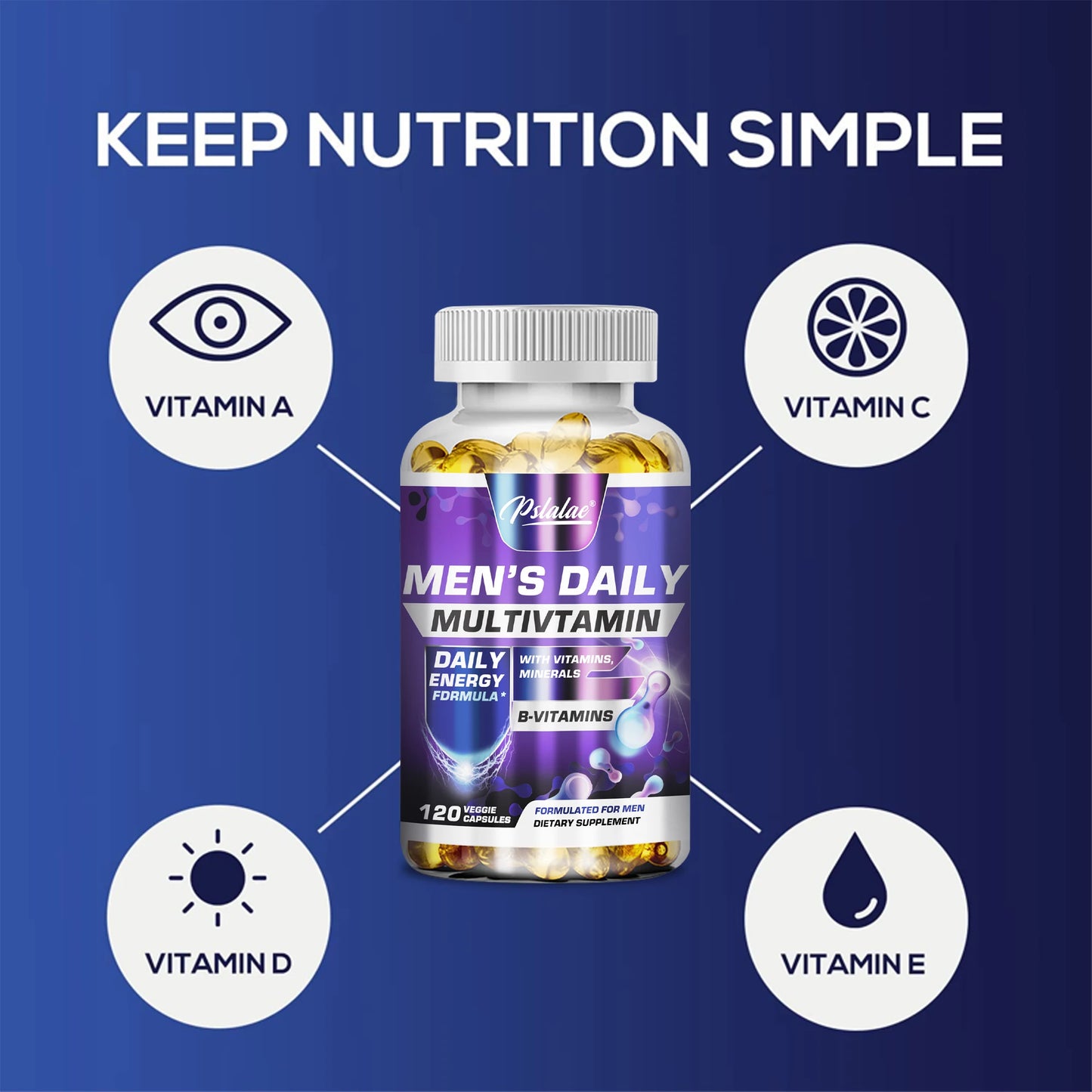 Men's Multivitamin Supplement - Provides Energy and Endurance Supports Heart, Brain Health and Vitality - 120 Capsules