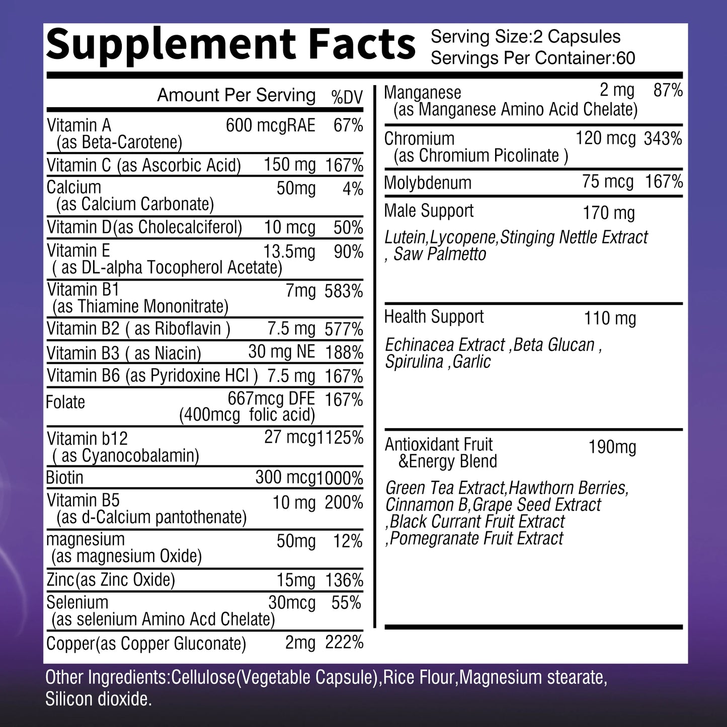 Men's Multivitamin Supplement - Provides Energy and Endurance Supports Heart, Brain Health and Vitality - 120 Capsules