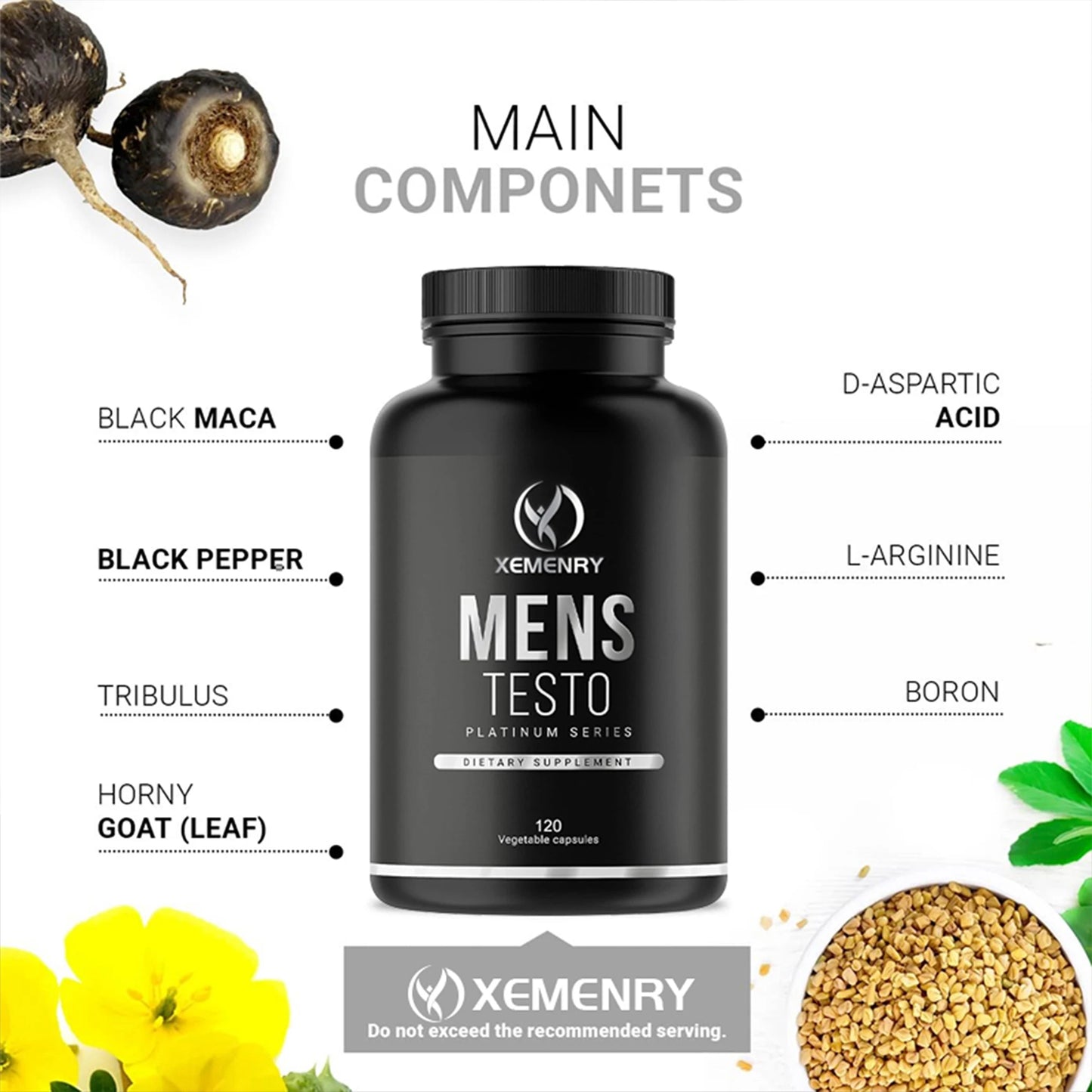 Men's Supplements - Enhances Energy Endurance and Promotes Lean Muscle Growth - 120 Capsules