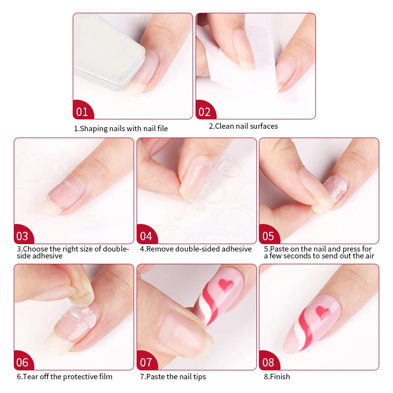 240pcs Double Sided False Nail Art Adhesive Tape Glue Sticker DIY Tips Fake Nail Acrylic  Gel Makeup Tools