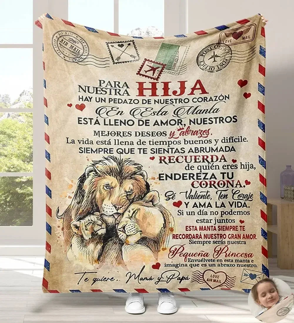 Manta de franela súper suave para mi hija, hijo, nieta, mamá, papá, versión española, sofá, cama, regalos de cumpleaños