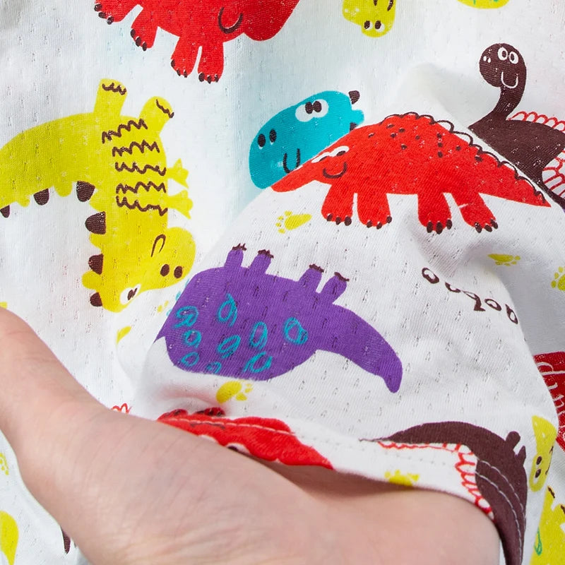 2 Pack CHILDREN'S Cotton Printed Short-sleeved Shorts Boy Summer Comfortable Leisure Dinosaur Lion Suit.