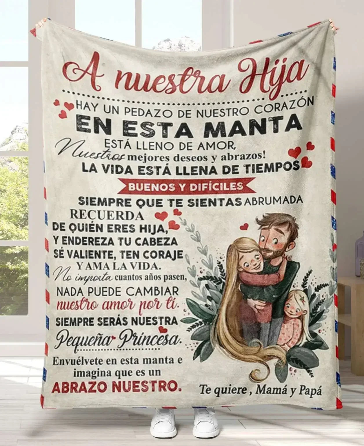 Manta de franela súper suave para mi hija, hijo, nieta, mamá, papá, versión española, sofá, cama, regalos de cumpleaños