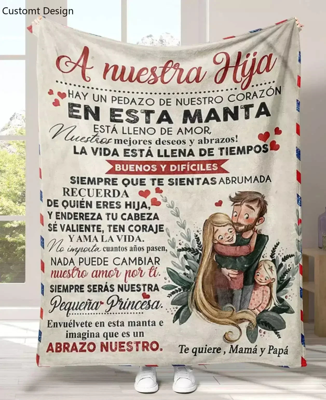 Manta de franela súper suave para mi hija, hijo, nieta, mamá, papá, versión española, sofá, cama, regalos de cumpleaños
