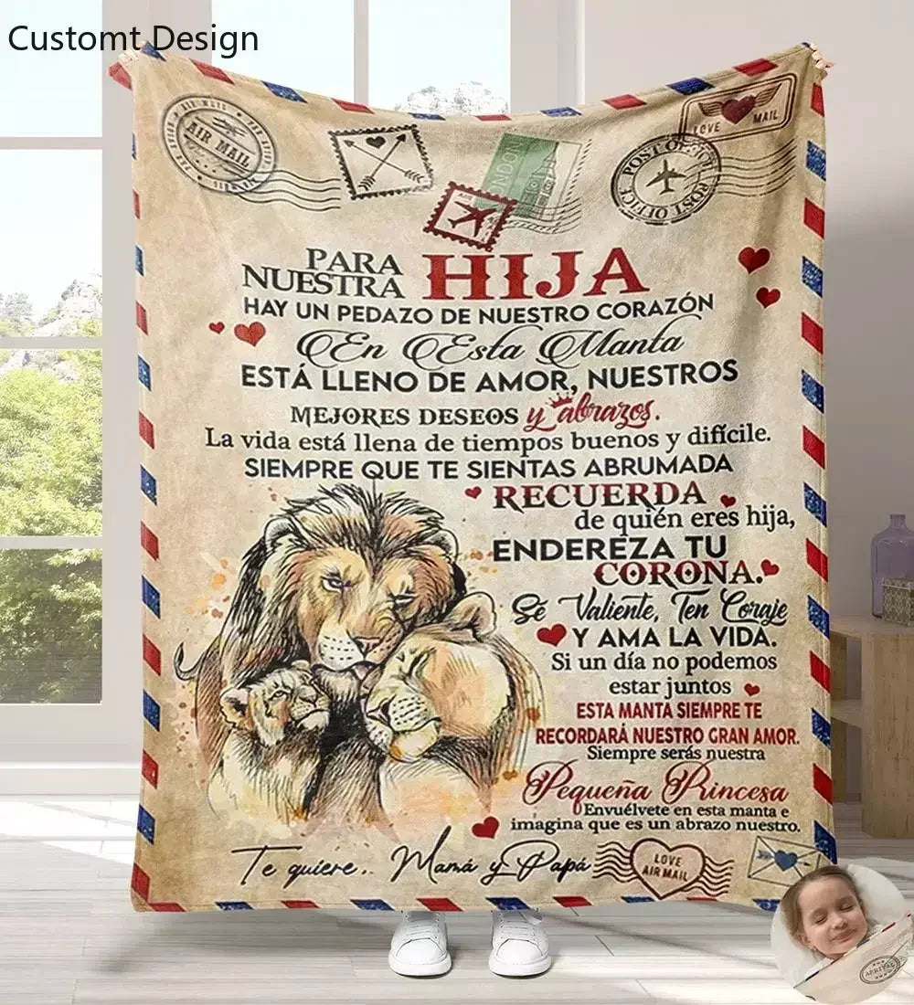 Manta de franela súper suave para mi hija, hijo, nieta, mamá, papá, versión española, sofá, cama, regalos de cumpleaños