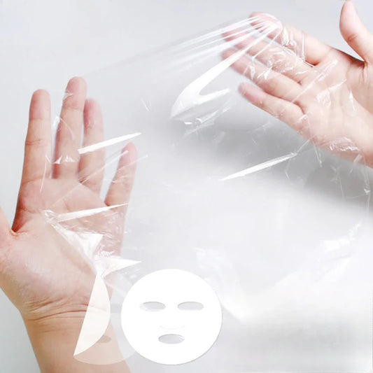 100pcs Face Plastic Film Full Face Cleaner Mask Neck Stickers Paper Masks Wrap Disposable Transparent Beauty Facial Makeup Tools