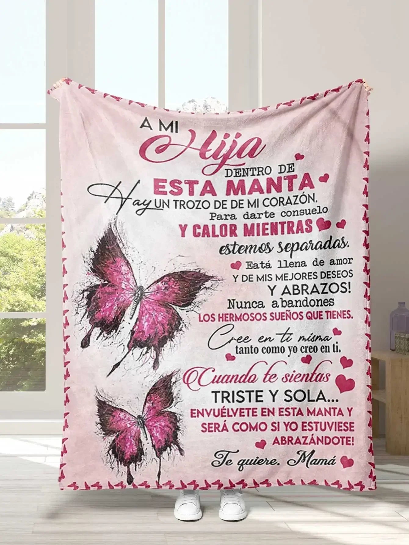 Manta de franela súper suave para mi hija, hijo, nieta, mamá, papá, versión española, sofá, cama, regalos de cumpleaños