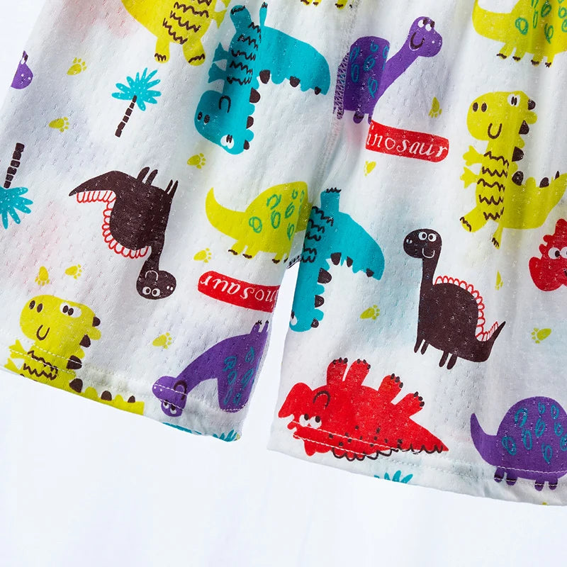 2 Pack CHILDREN'S Cotton Printed Short-sleeved Shorts Boy Summer Comfortable Leisure Dinosaur Lion Suit.