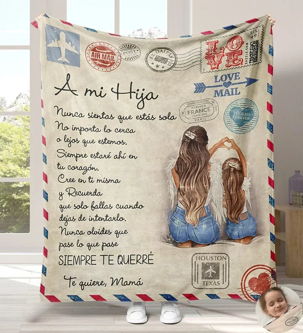 Manta de franela súper suave para mi hija, hijo, nieta, mamá, papá, versión española, sofá, cama, regalos de cumpleaños