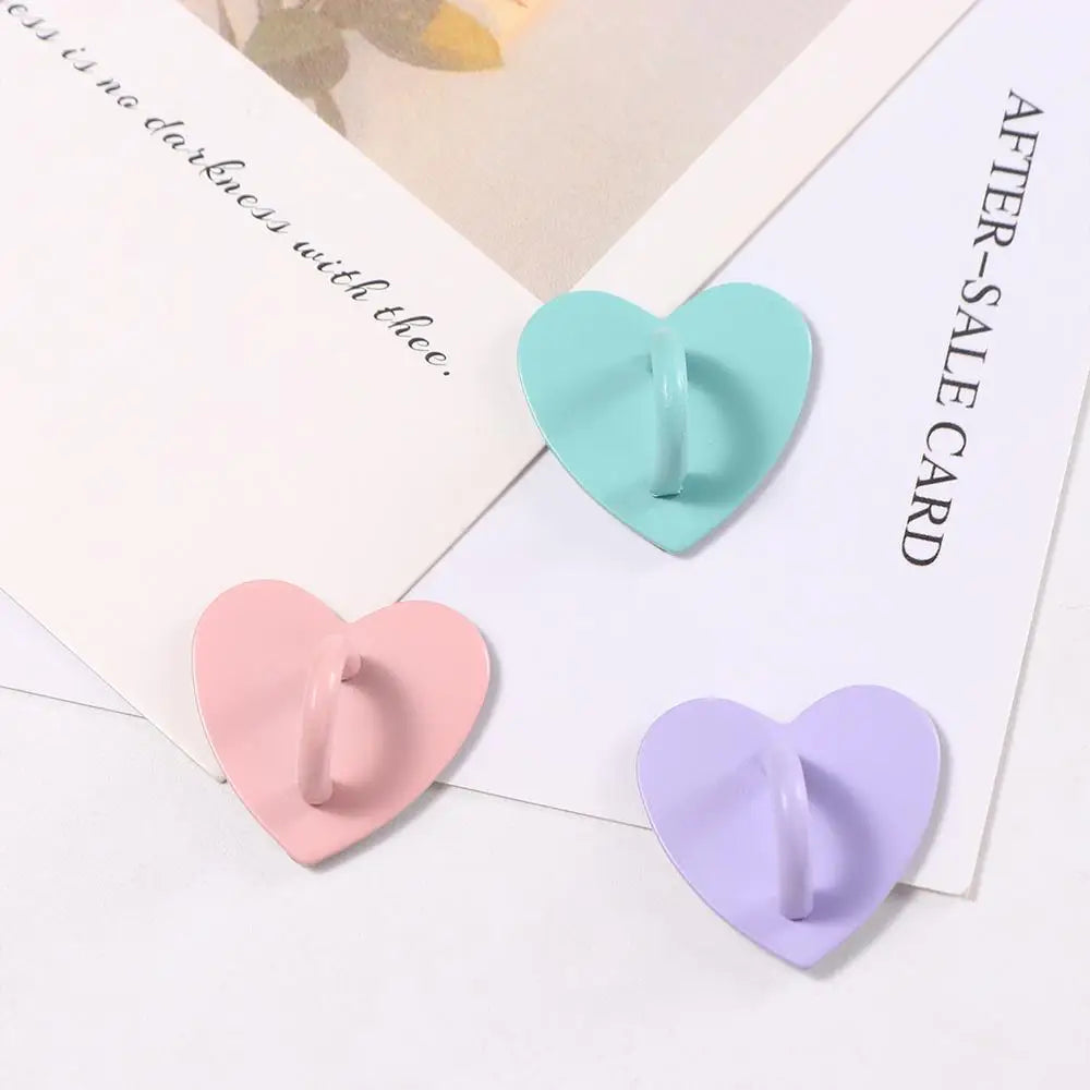 2 PCS Metal Heart Phone Charm Holder Finger Ring Stand Hooks 2.4cm Keychain Hooks Phone Accessories