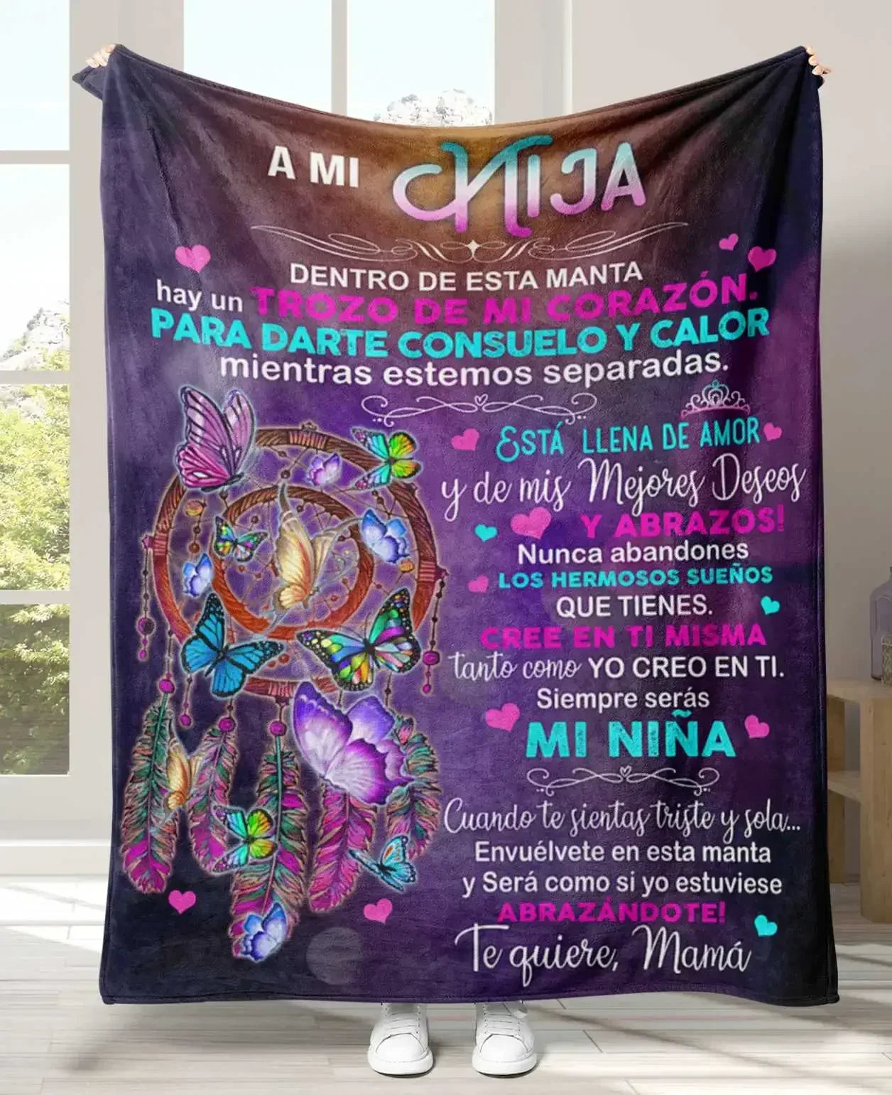 Manta de franela súper suave para mi hija, hijo, nieta, mamá, papá, versión española, sofá, cama, regalos de cumpleaños