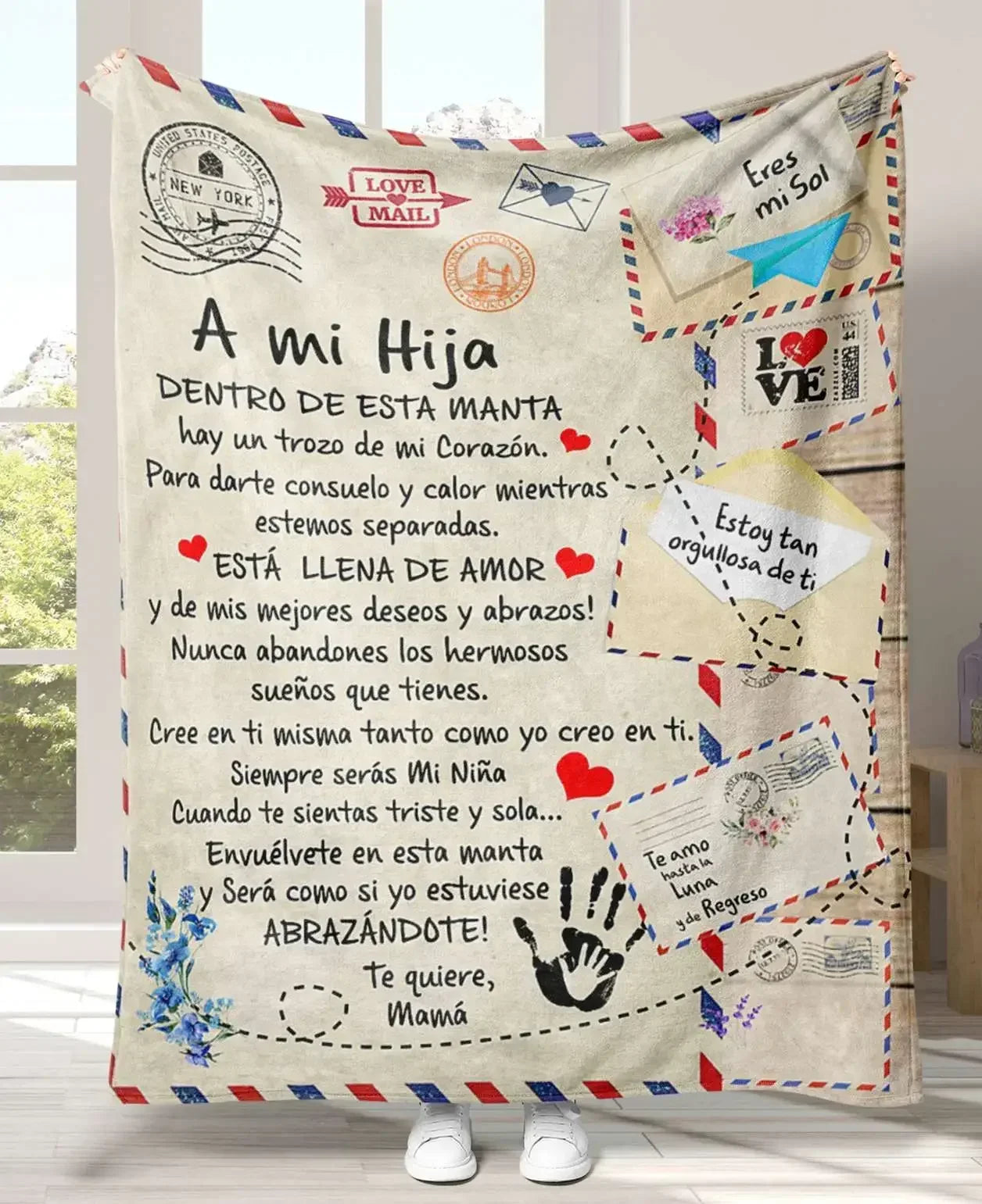 Manta de franela súper suave para mi hija, hijo, nieta, mamá, papá, versión española, sofá, cama, regalos de cumpleaños