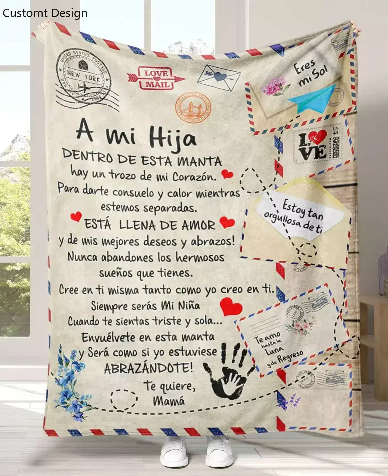 Manta de franela súper suave para mi hija, hijo, nieta, mamá, papá, versión española, sofá, cama, regalos de cumpleaños
