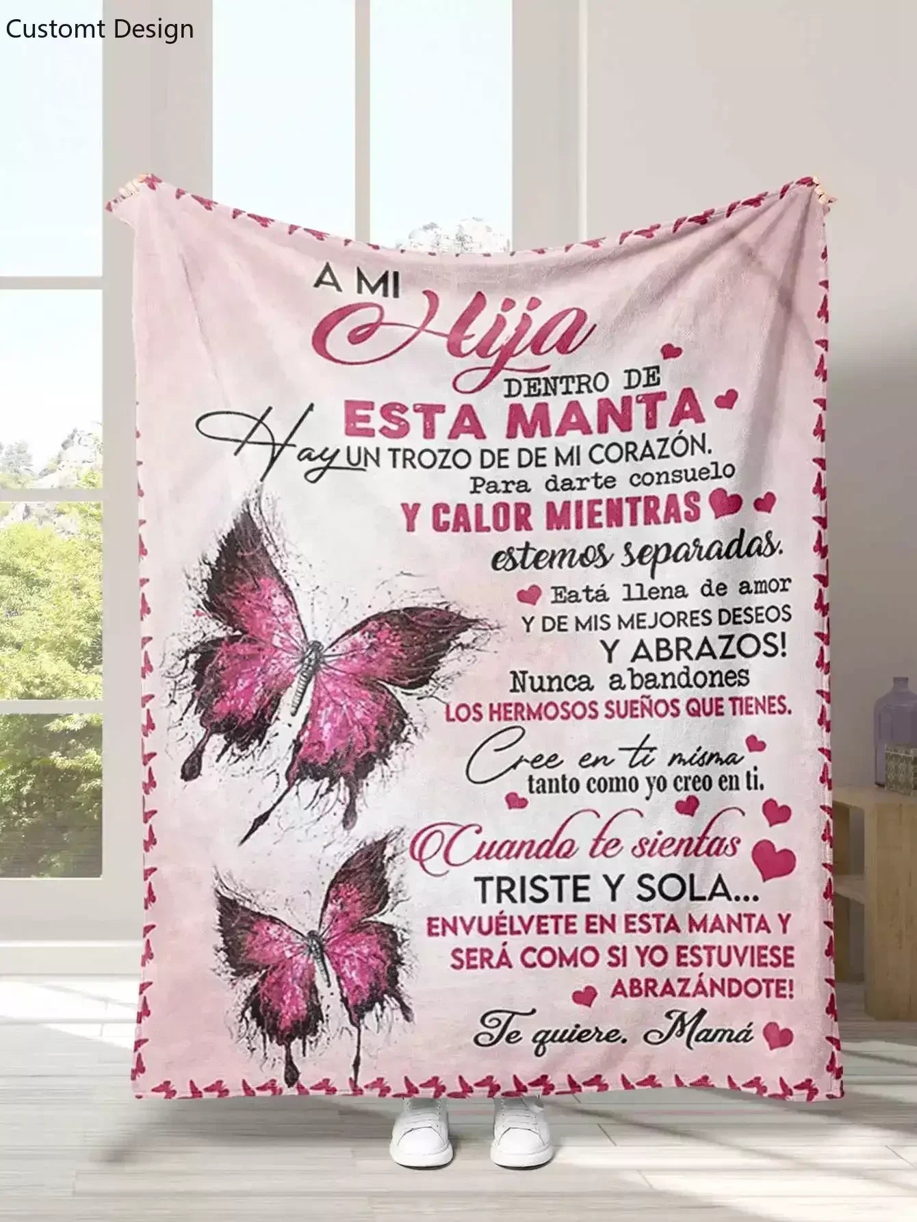 Manta de franela súper suave para mi hija, hijo, nieta, mamá, papá, versión española, sofá, cama, regalos de cumpleaños