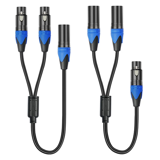 50cm XLR Splitter Cable 1 XLR Female to 2 XLR Male XLR Y-Splitter Adapter Cable Microphone Splitter Cord for Amplifier Mixer Mic