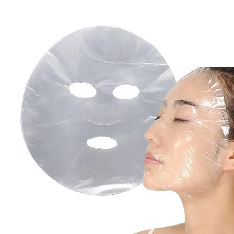 100pcs Face Plastic Film Full Face Cleaner Mask Neck Stickers Paper Masks Wrap Disposable Transparent Beauty Facial Makeup Tools