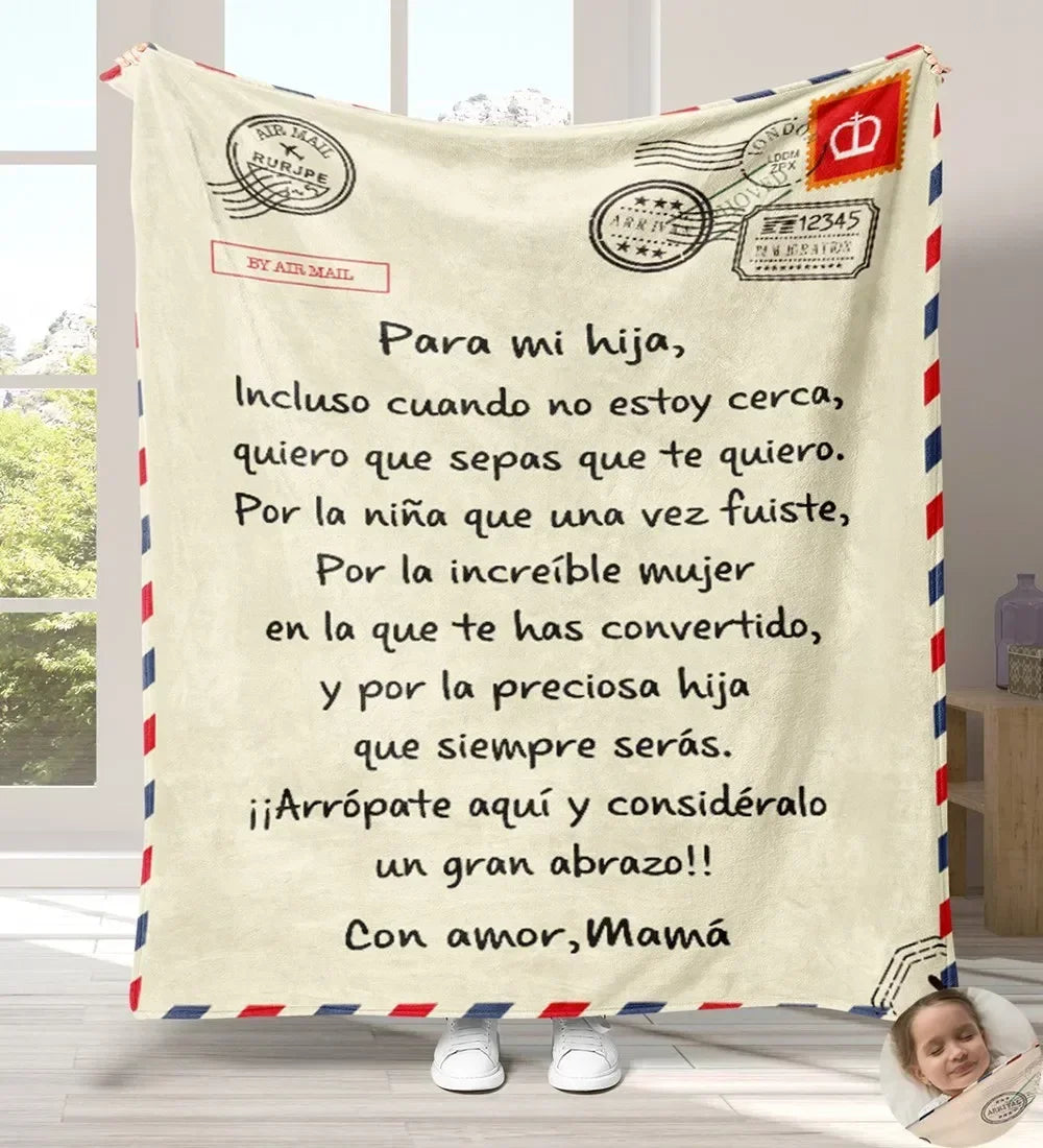 Manta de franela súper suave para mi hija, hijo, nieta, mamá, papá, versión española, sofá, cama, regalos de cumpleaños