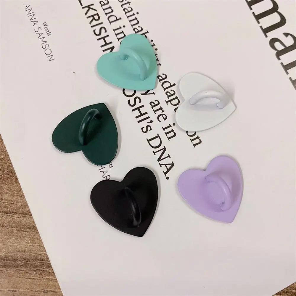 2 PCS Metal Heart Phone Charm Holder Finger Ring Stand Hooks 2.4cm Keychain Hooks Phone Accessories