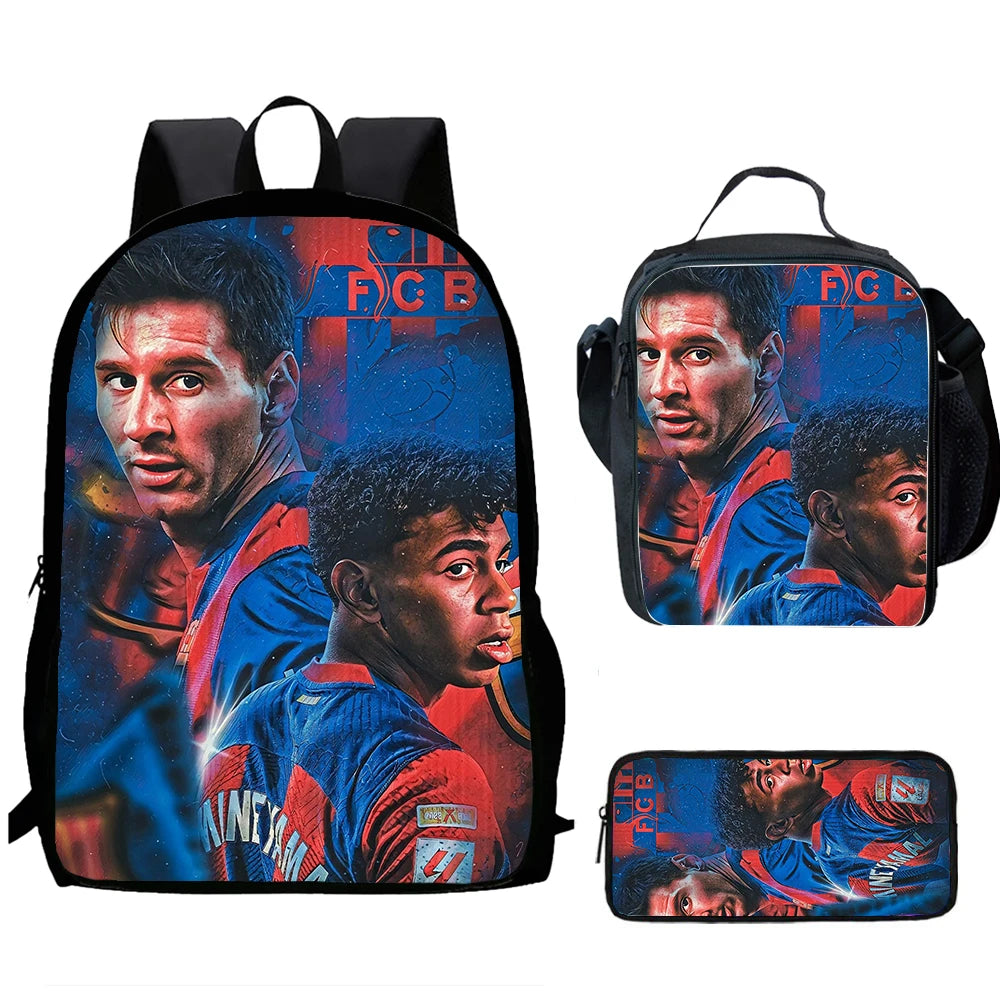 2025 Lamine Yamal Child School Backpack With Thermal Cooler Lunch Box Pencil Bags School Bags for Boys Girls Best Gift